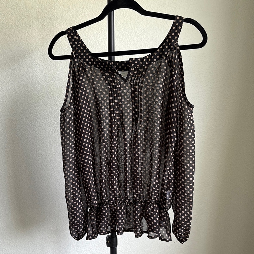 SOLD - New York and Company Polka Dot Off-Shoulder Women's Top